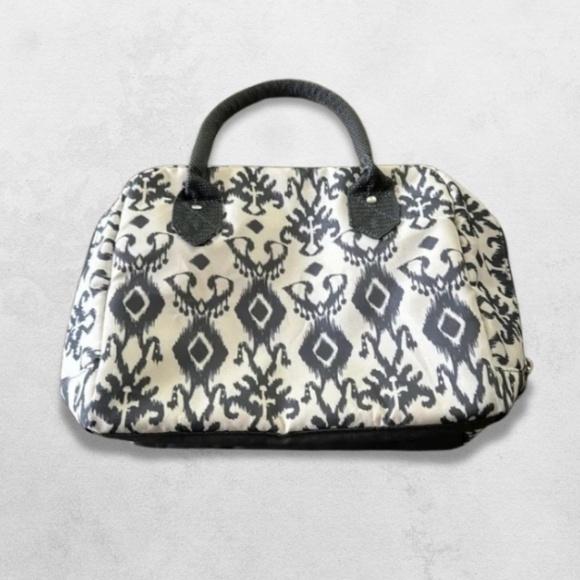 Fit & Fresh Bloomington Lunch Bag Double Handle Zip Ikat Charcoal Gray Cream OS - Picture 3 of 7